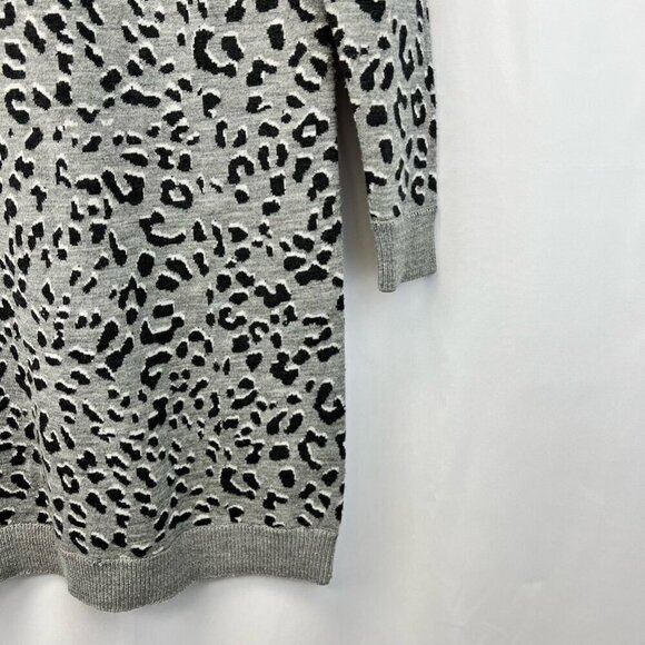 Loft Womens Sweater Dress Multicolor Leopard Ribbed Triangle Neckline Petites S - Picture 8 of 10